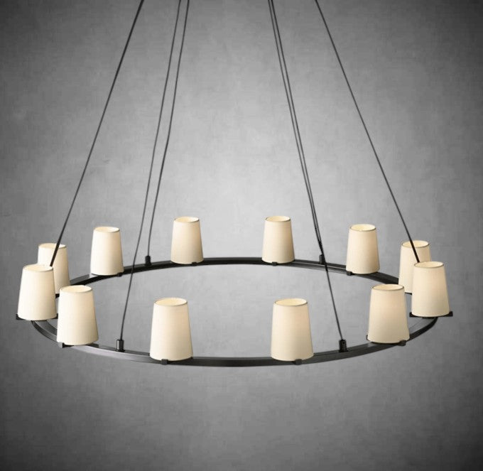 Brilliax Fabric Shade Round Chandelier 36" 48" 60″
