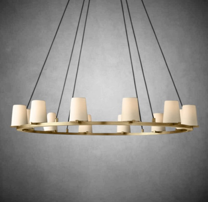Brilliax Fabric Shade Round Chandelier 36" 48" 60″