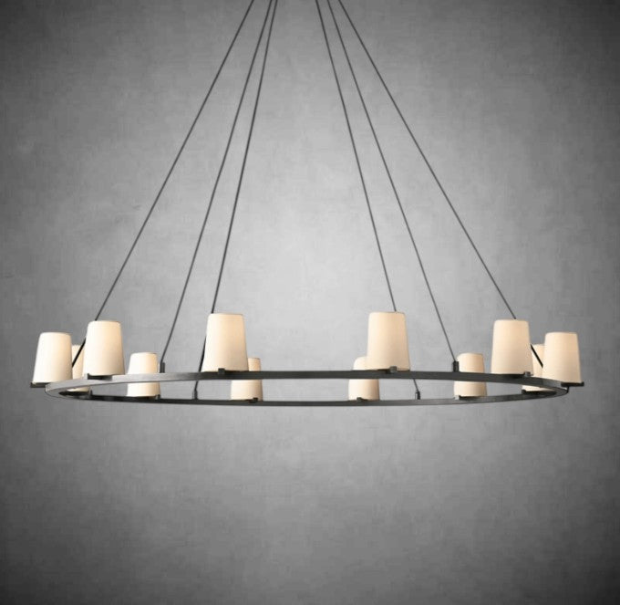 Brilliax Fabric Shade Round Chandelier 36" 48" 60″