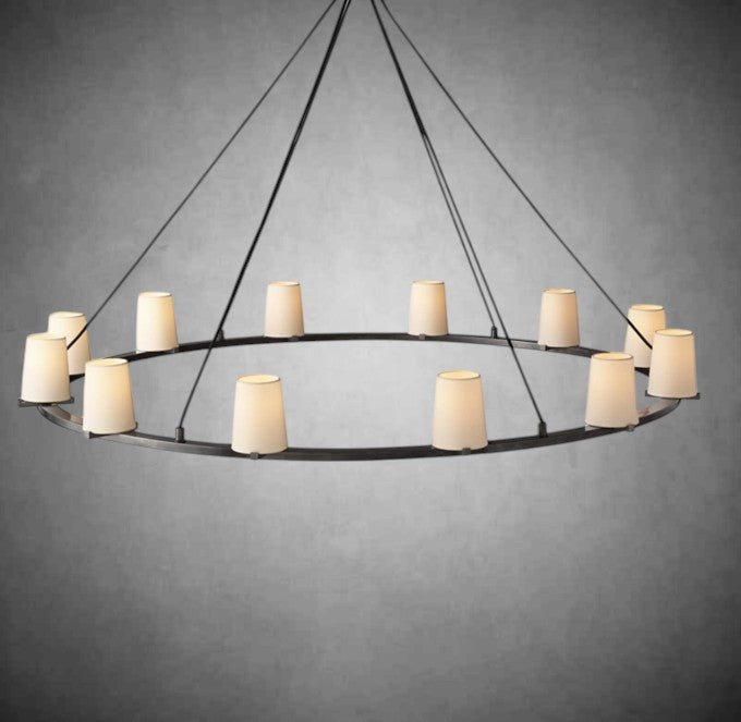 Brilliax Fabric Shade Round Chandelier 36" 48" 60″