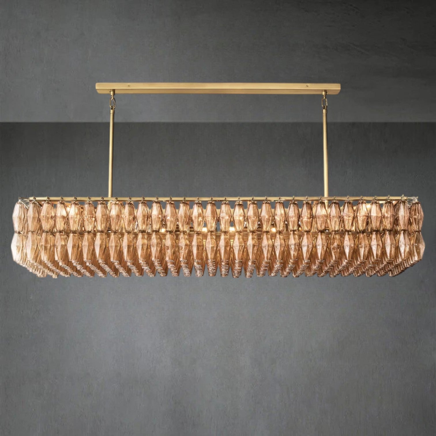 Eclipsia Glass Rectangular Chandelier 74"