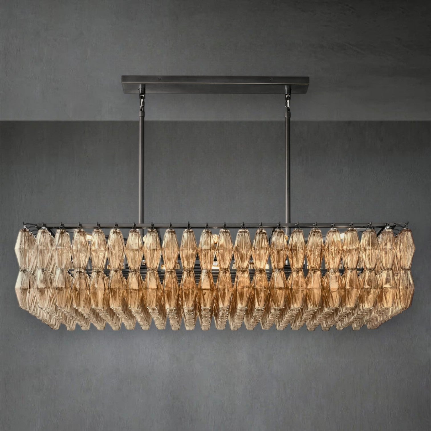 Eclipsia Glass Rectangular Chandelier 54"