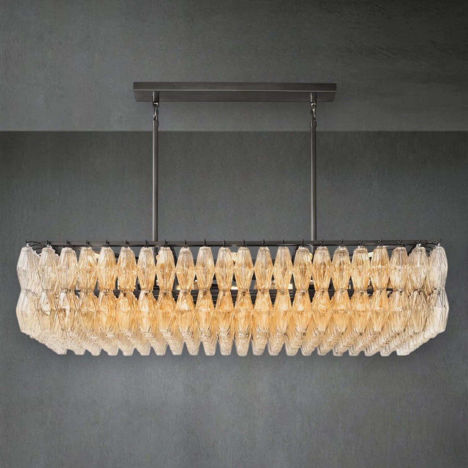 Eclipsia Glass Rectangular Chandelier 54"