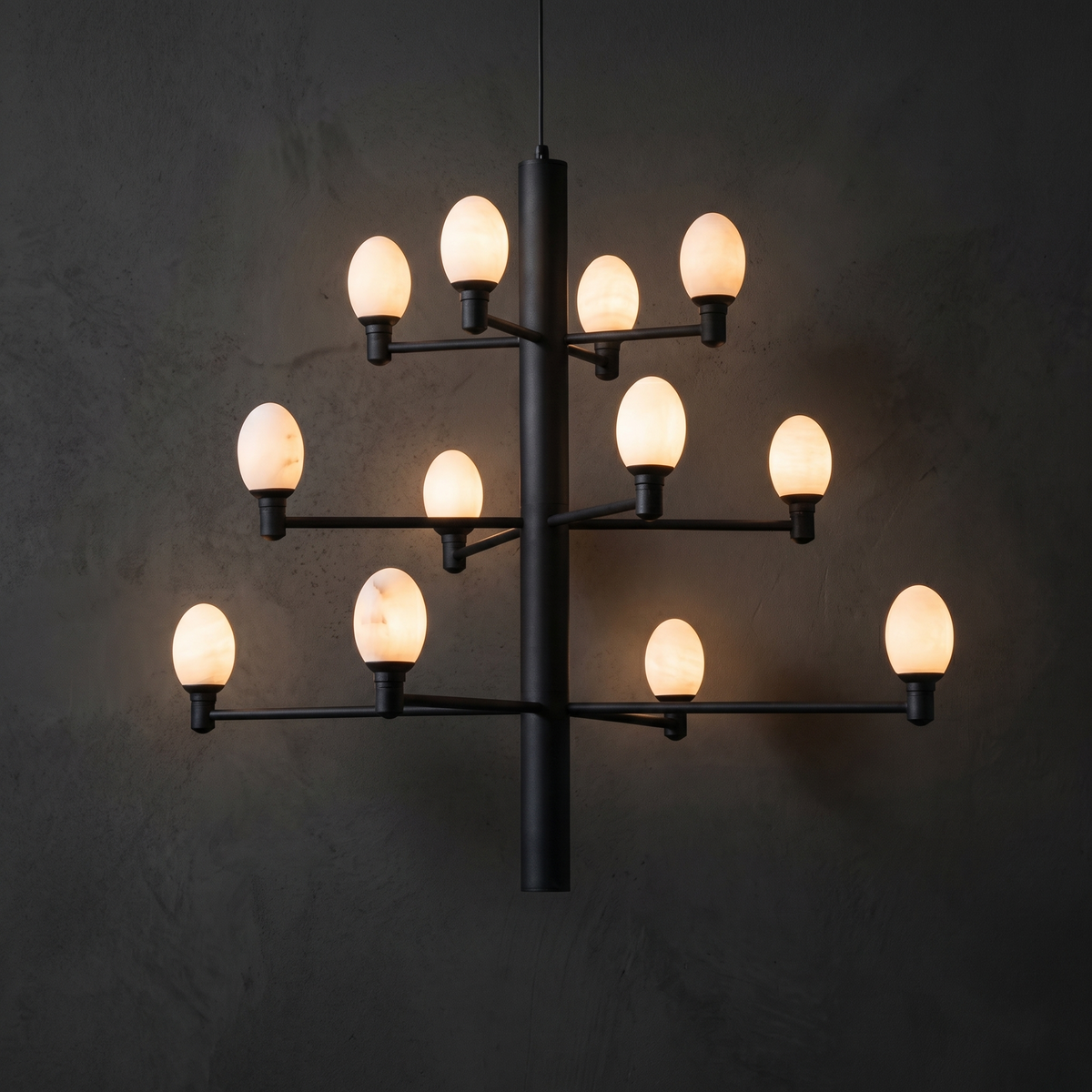 Large Black Chandelier in matte black