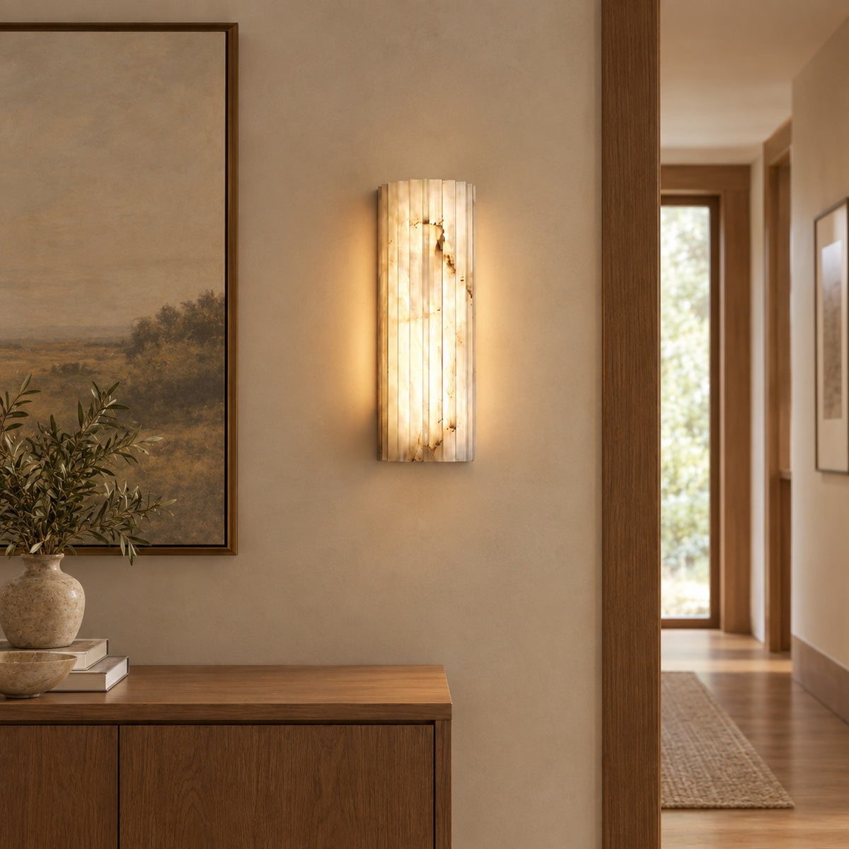 Ribelle Fluted Alabaster Minimalist Wall Sconce