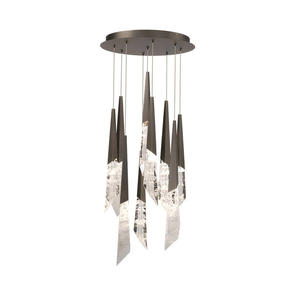 Solitude Round LED Multi Chandelier in Antique Nickel (9-Light).
