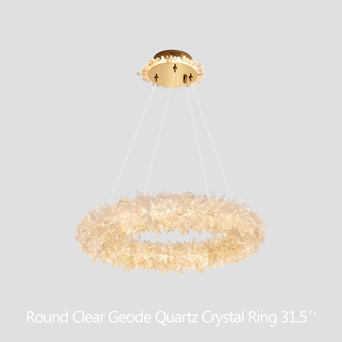 Amber Kandace Round Rock Crystal Pendant Light Modern Chandelier for Living Room