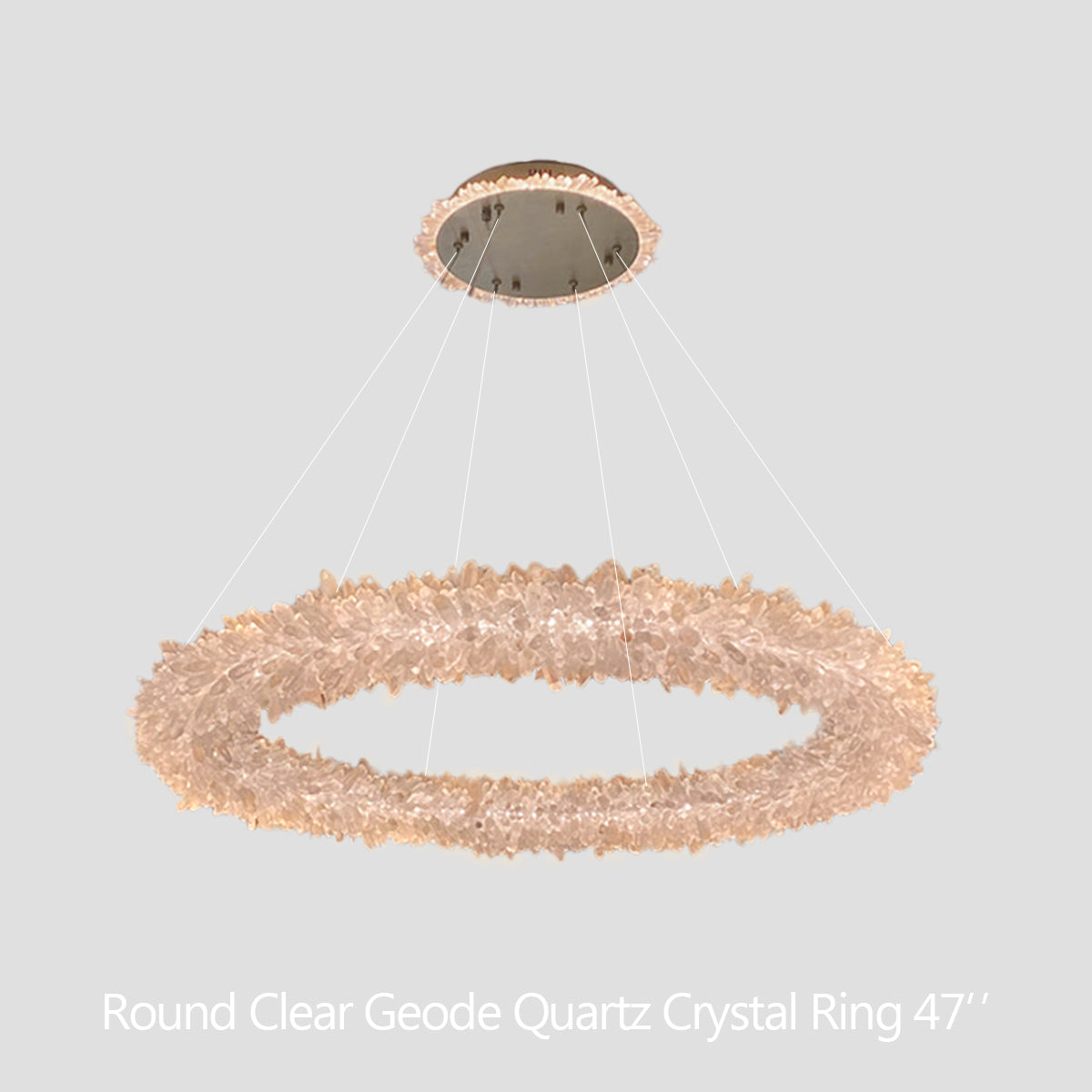 Amber Kandace Round Rock Crystal Pendant Light Modern Chandelier for Living Room