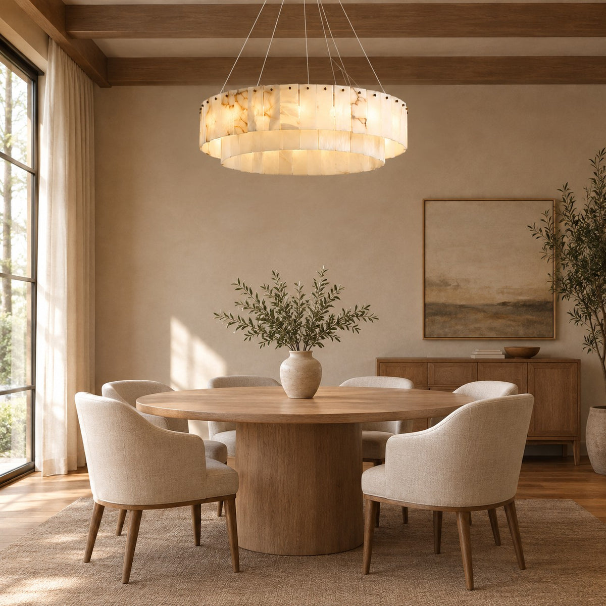 Solenne Spanish Alabaster Tiered Chandelier 23.6" 31.5" 39.4"