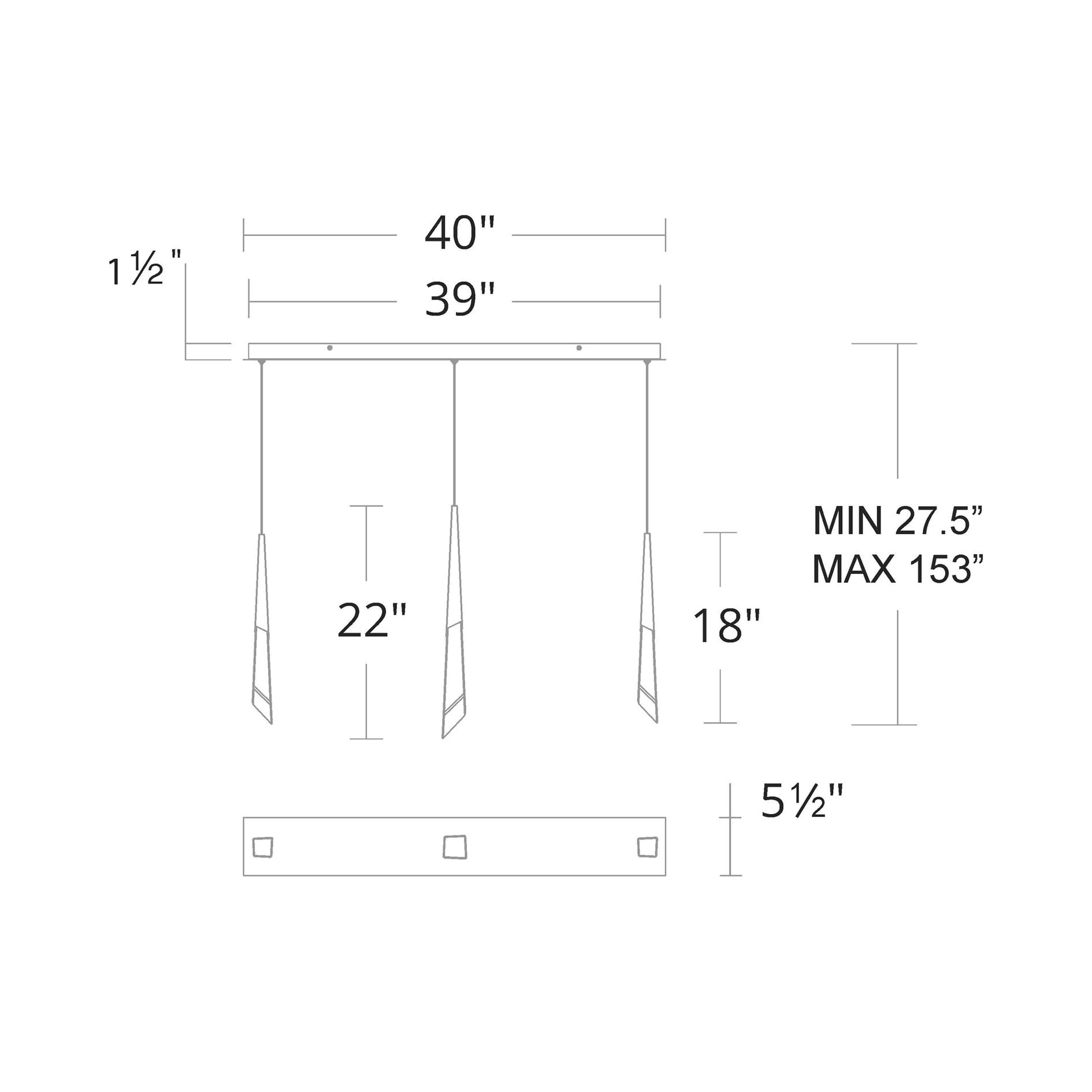 Solitude Linear LED Multi Pendant Light Luxury Crystal Fixture