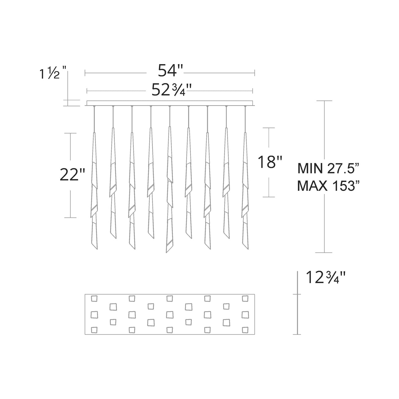 Solitude Linear LED Multi Pendant Light Luxury Crystal Fixture