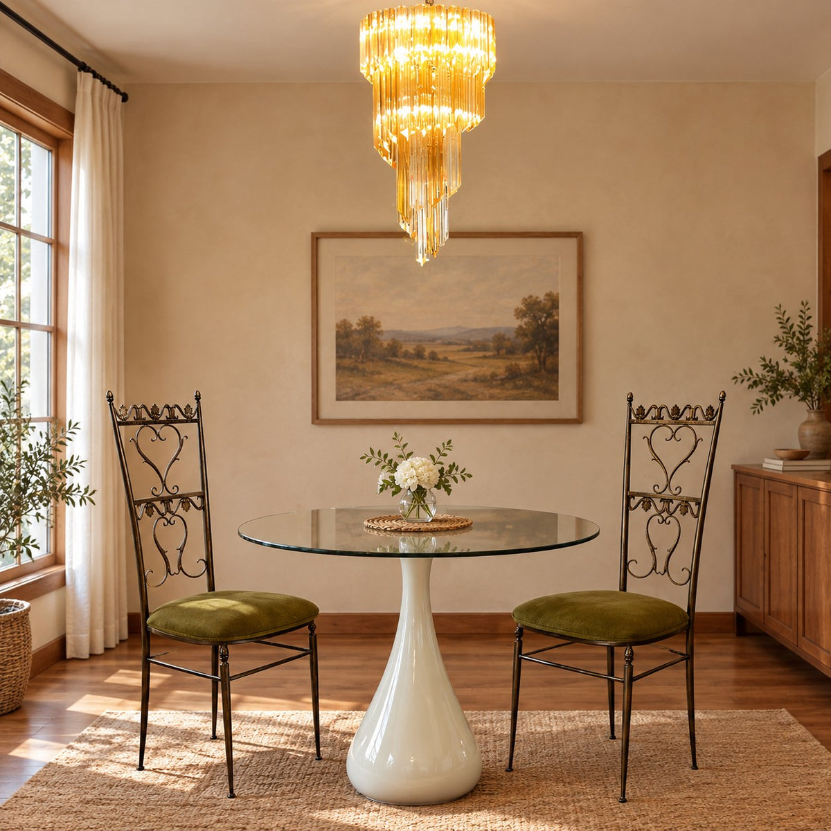 Spiral Prism Glass Chandelier 15.7"
