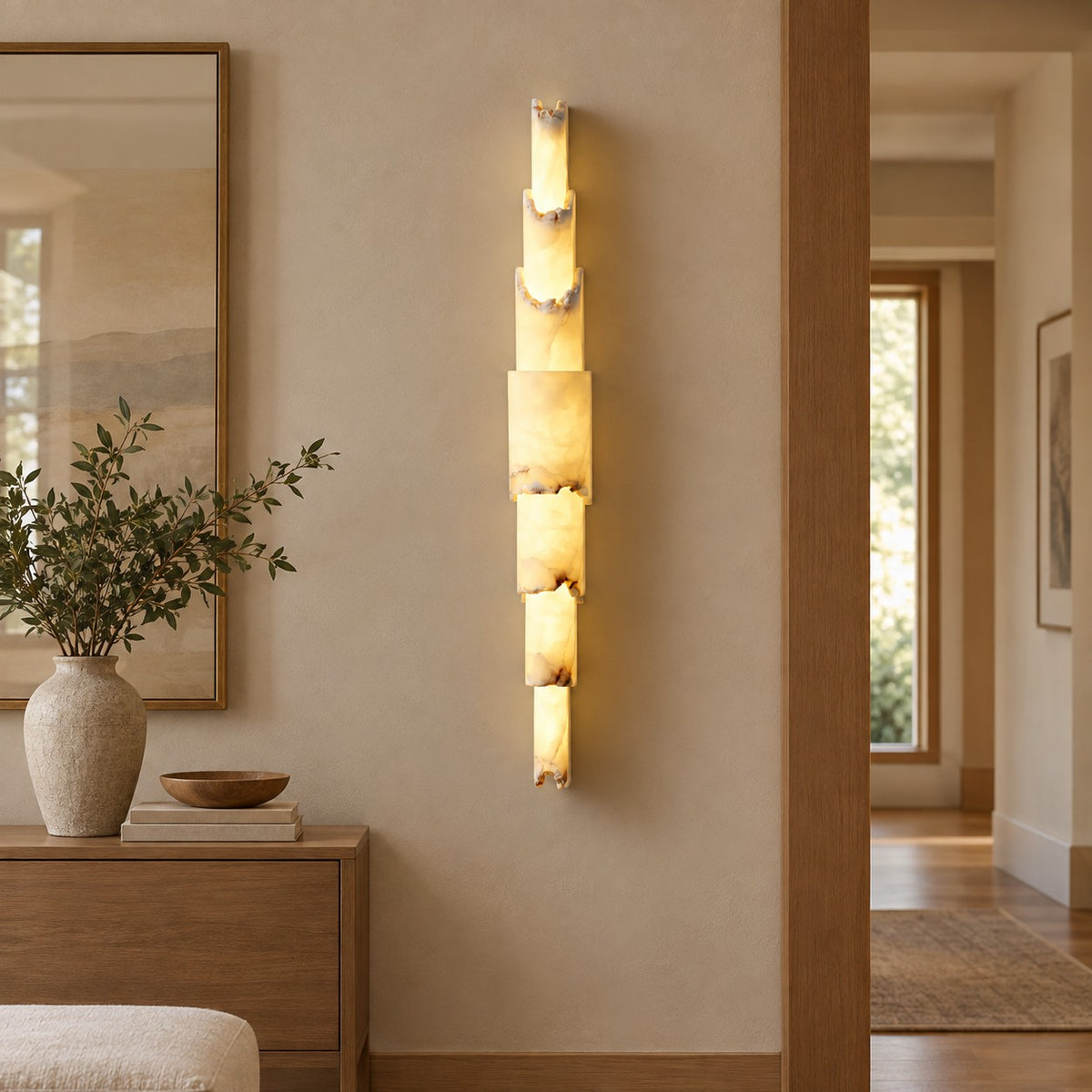 Stravelle Layered Alabaster Organic Modern Wall Sconce