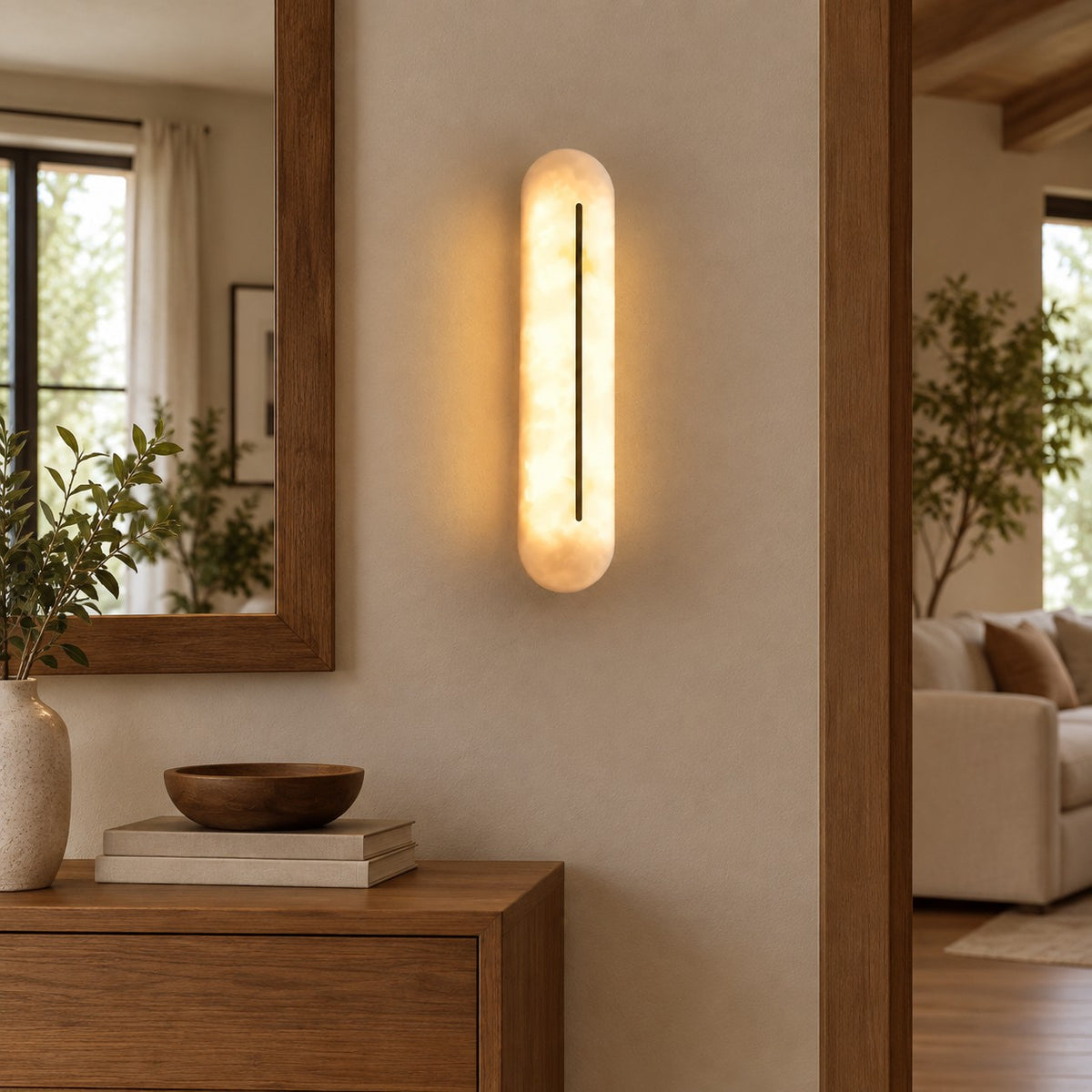 Valora Spanish Alabaster Minimalist Wall Sconce 18.1"