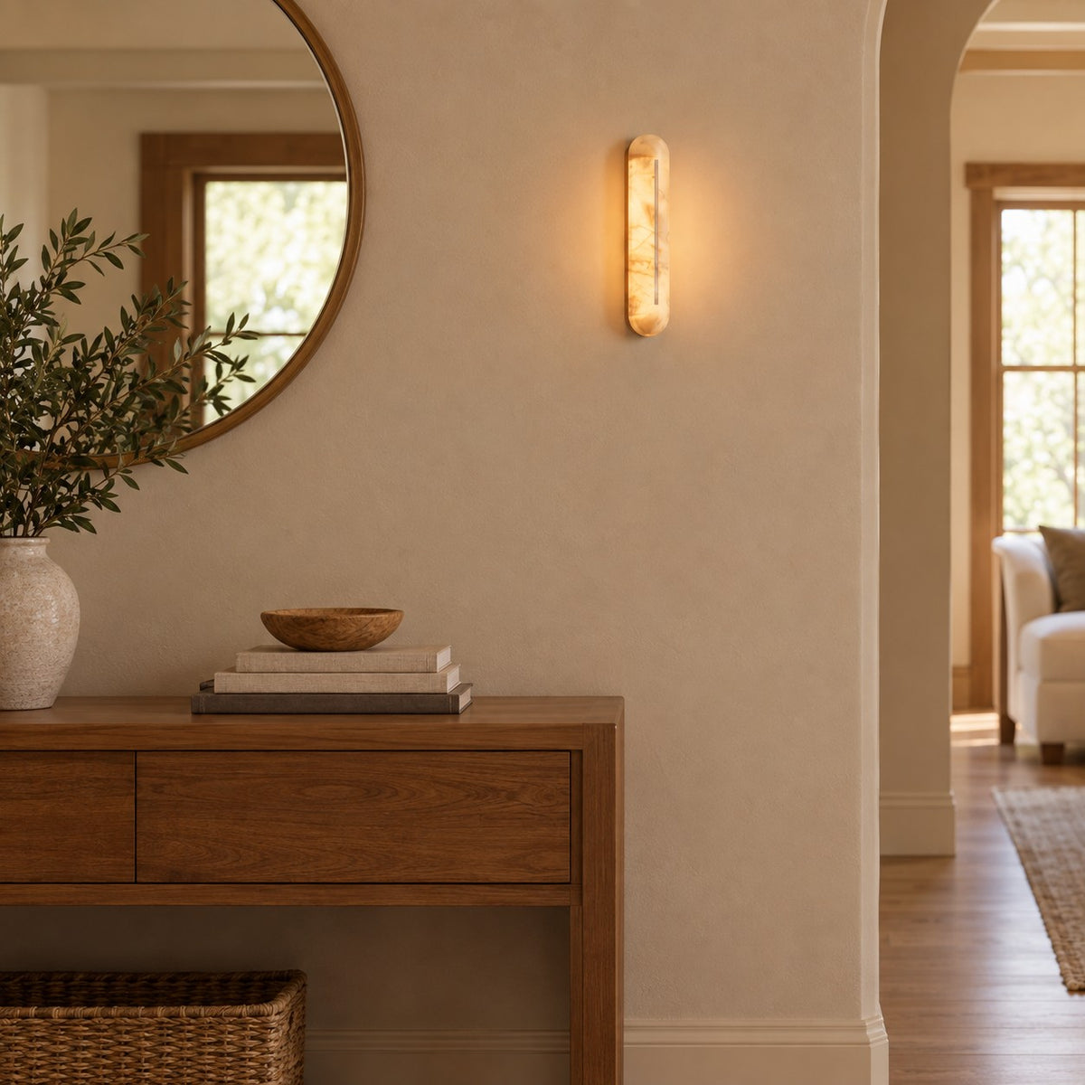 Valora Spanish Alabaster Minimalist Wall Sconce 18.1"
