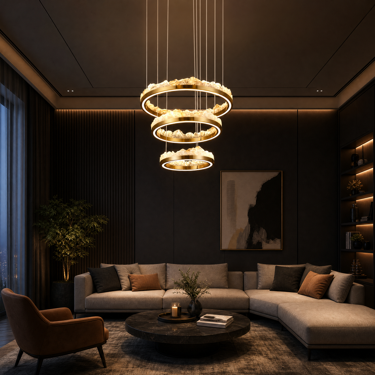 Vast Realm Modern Sculptural Ring Chandelier - main