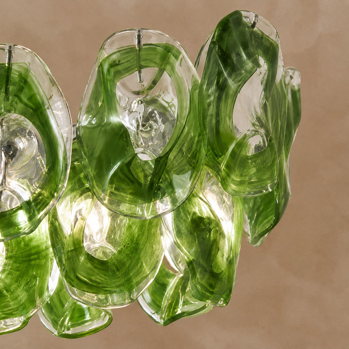 Verdalia Sculptural Green Glass Linear Chandelier 39.4" 47.2"