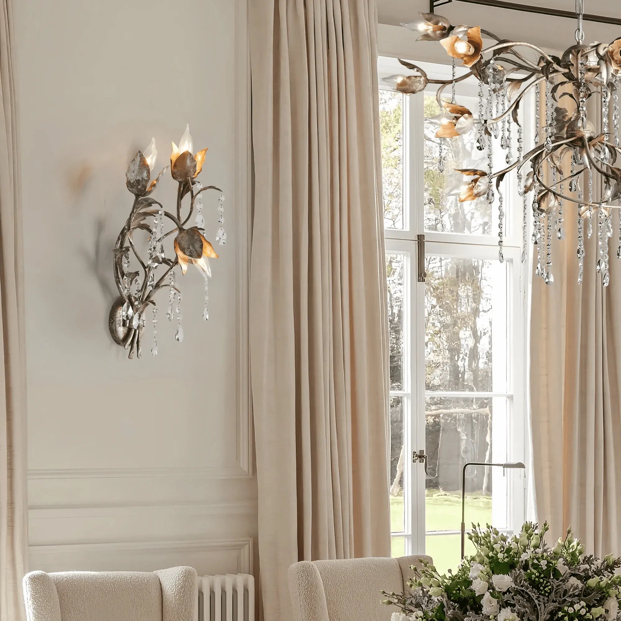 Viticcia 3-Light Wall Sconce styled in a modern bedroom