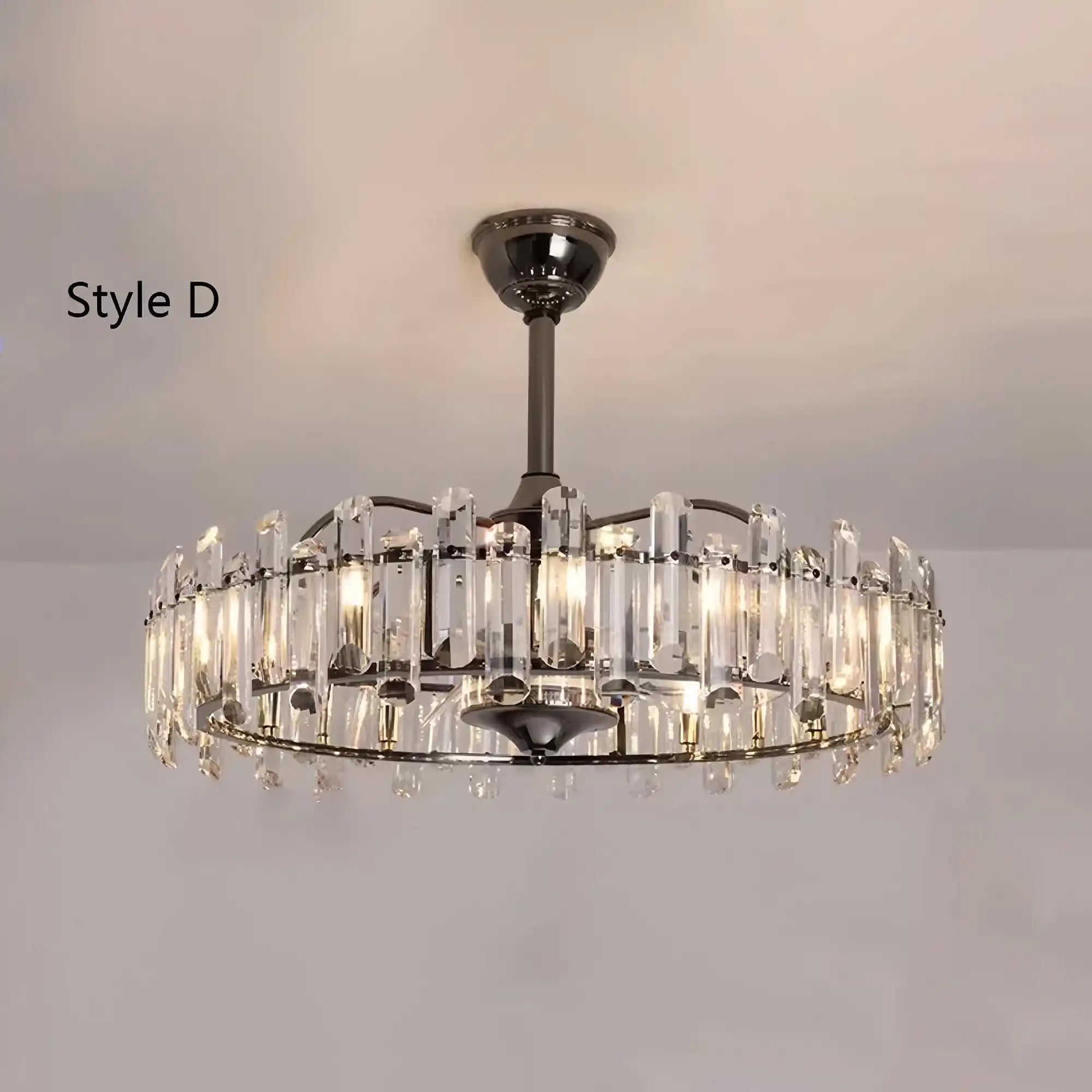 HA New Modern Invisible Fan Light Candle Crystal Chandelier