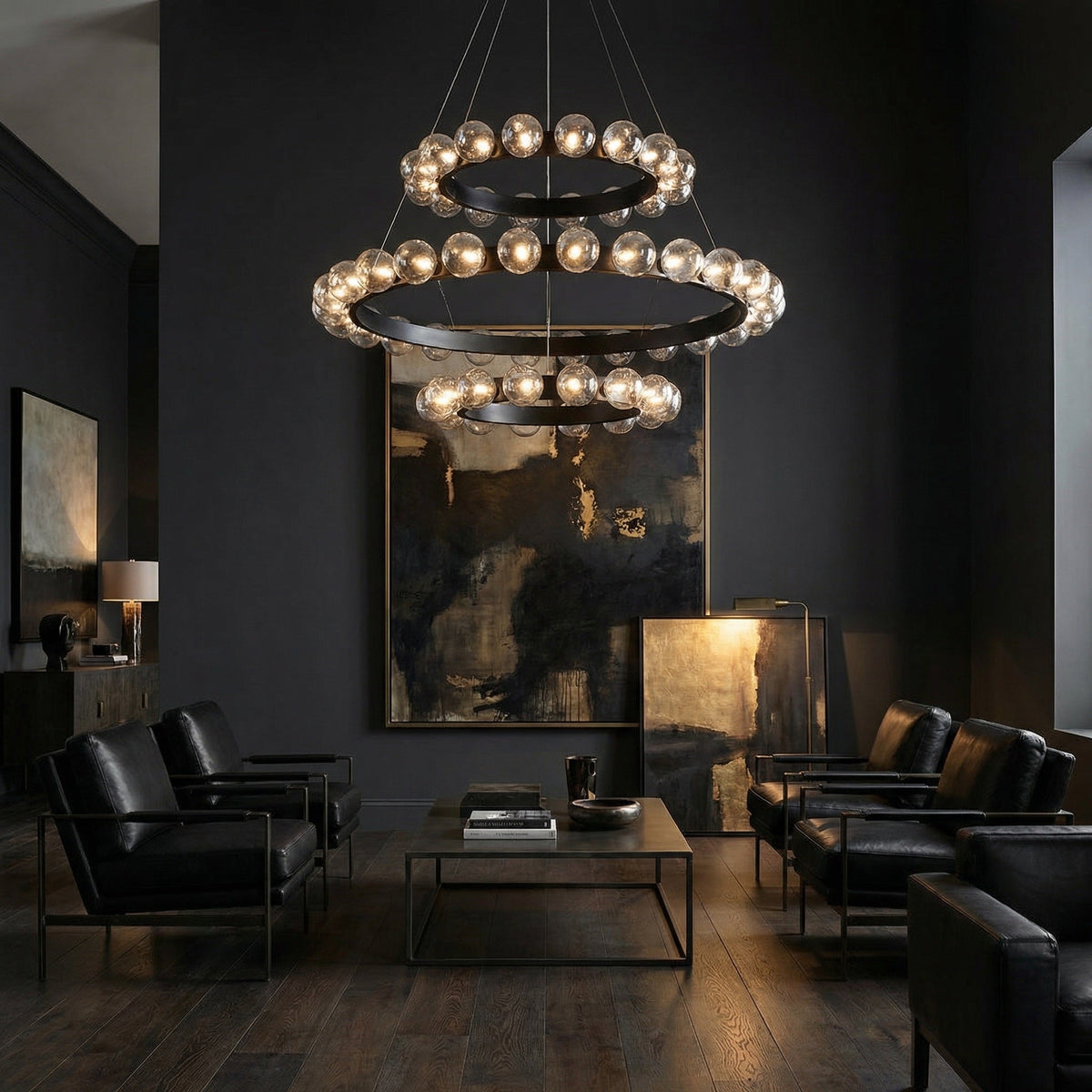 Electroplated Glass Chandelier in a dining room