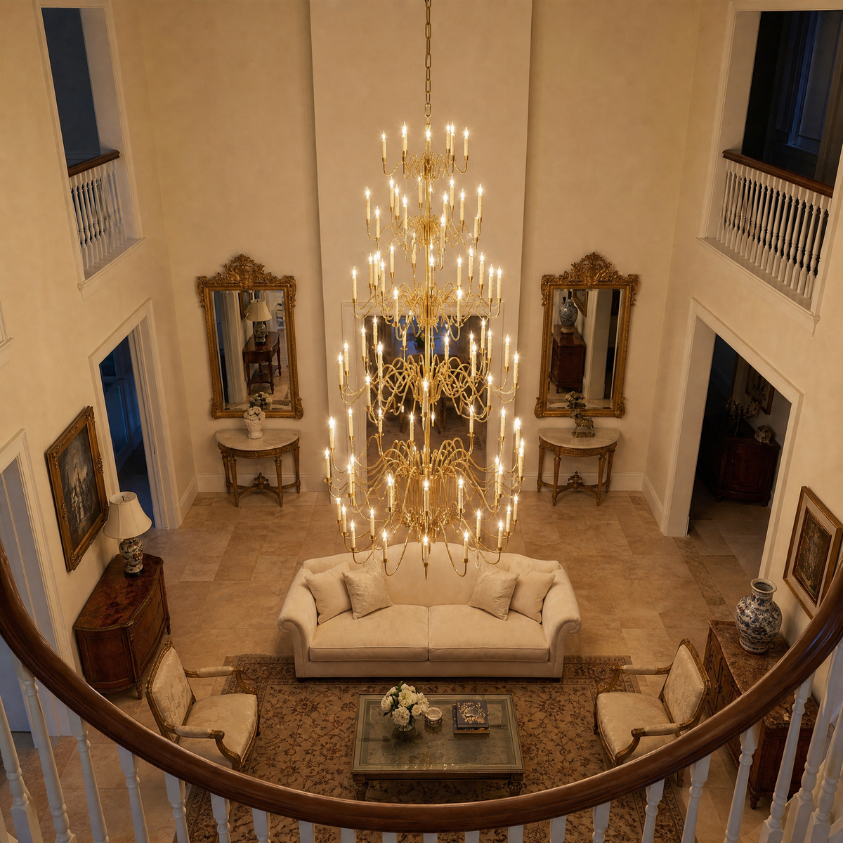 Large Chandelier in a foyer