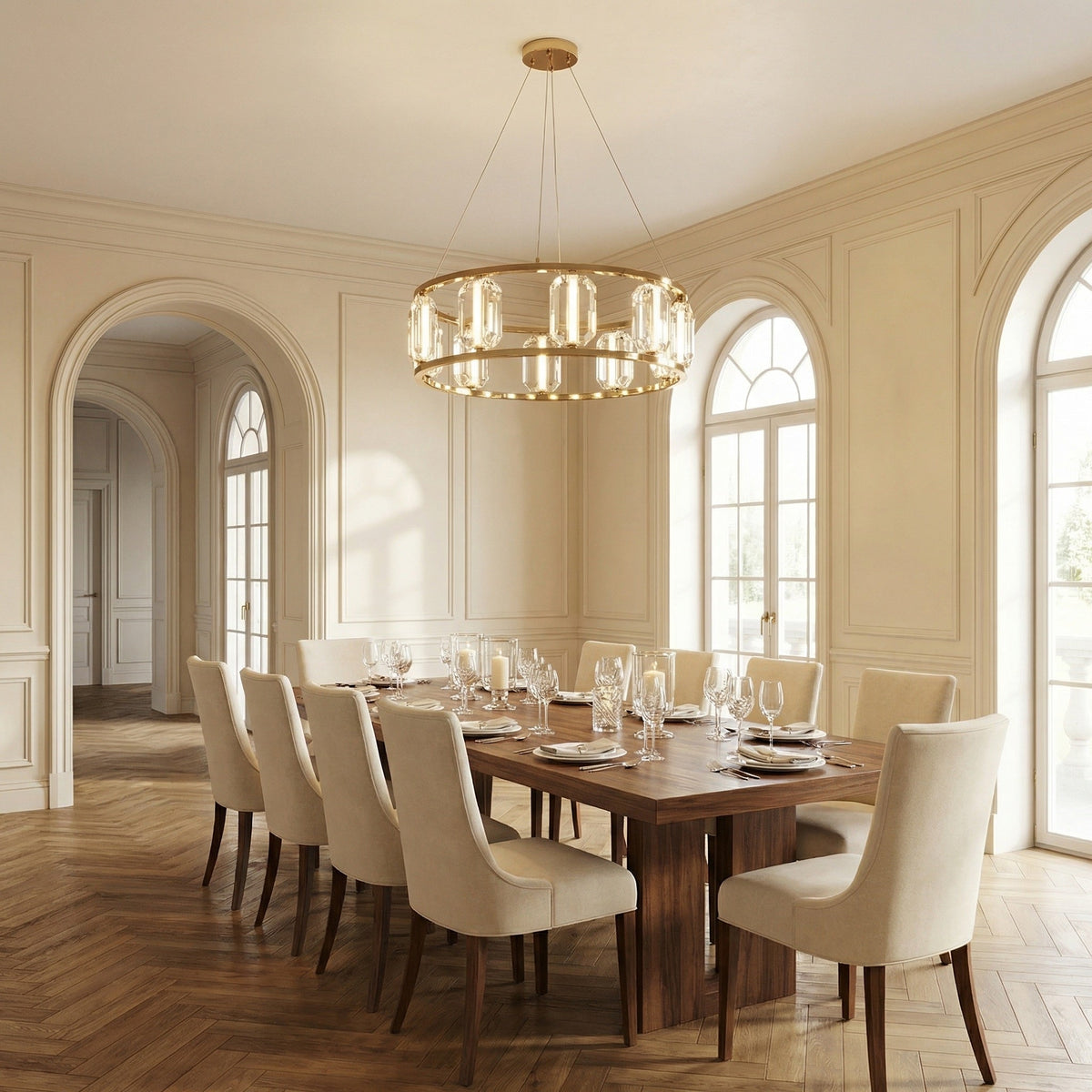 Round Chandelier in a living room