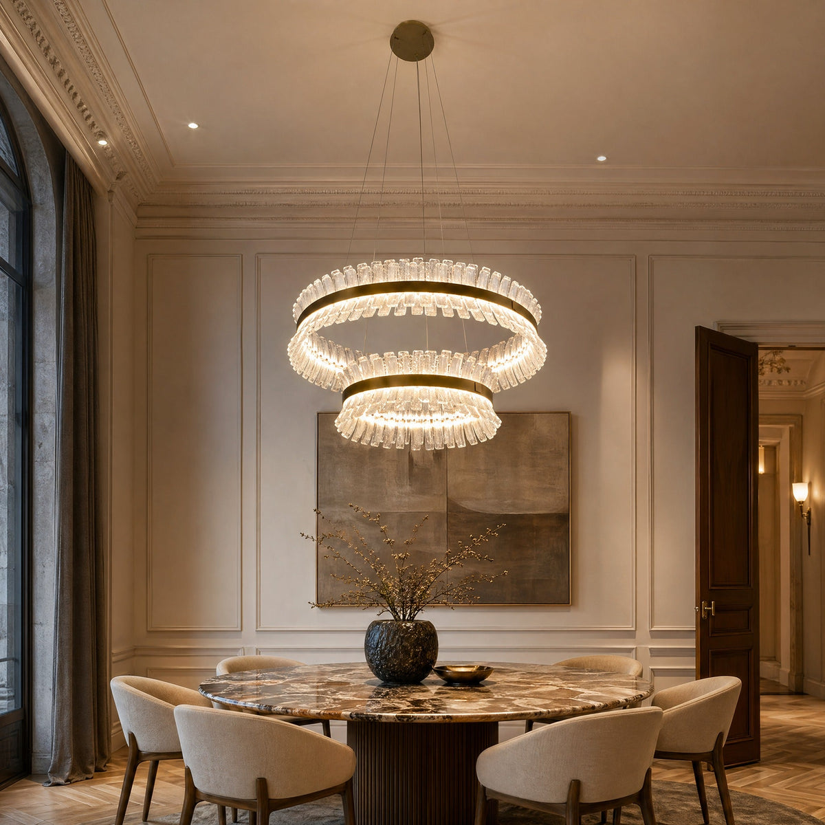 Modern Chandelier in a living room