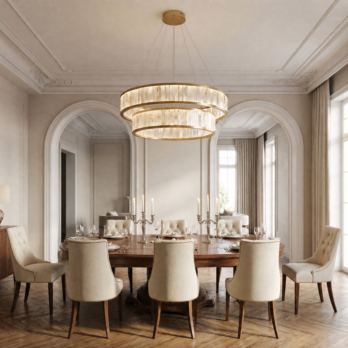 Chandelier in a living room