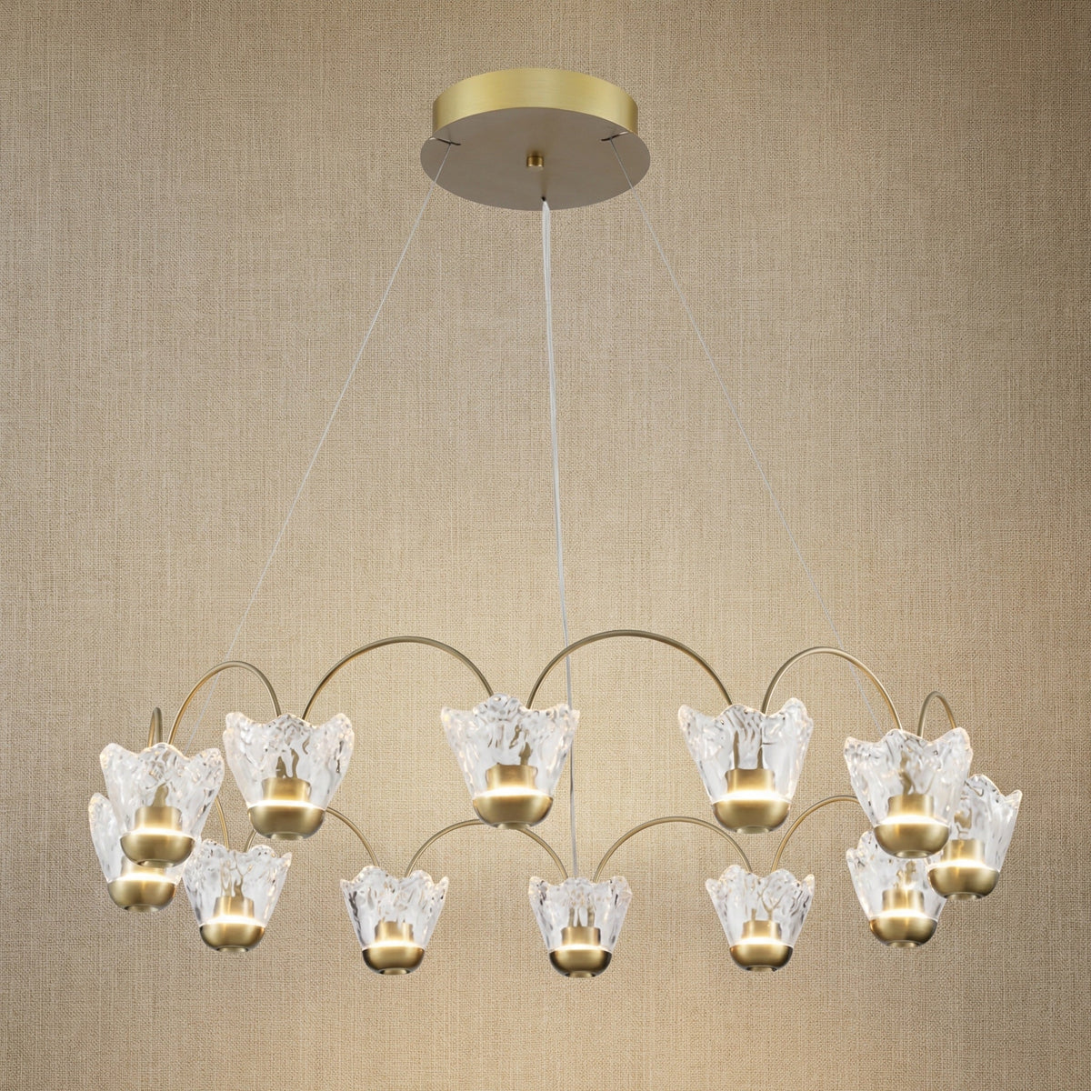 Contemporary Chandelier Dining Room in gold