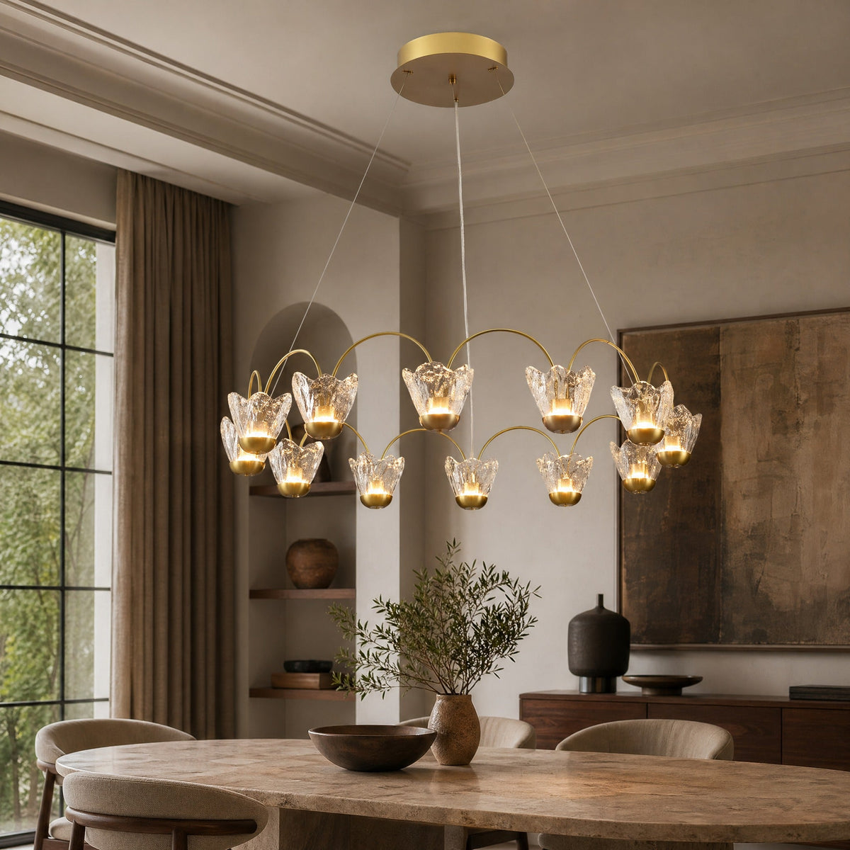 Contemporary Chandelier Dining Room in a dining room