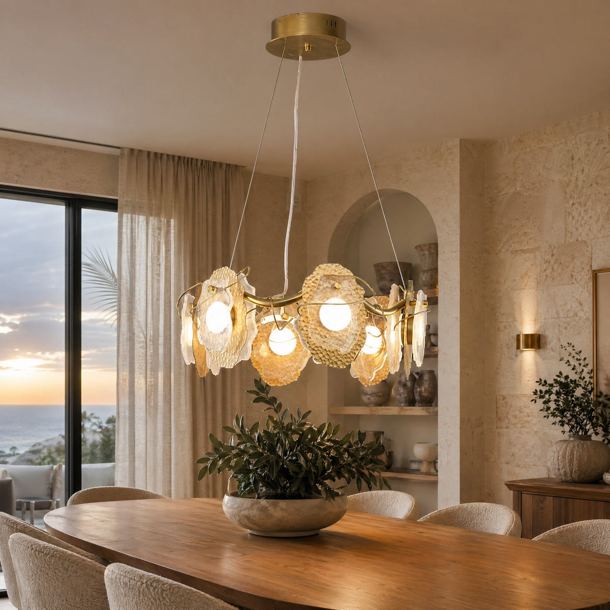 Modern Chandelier in gold