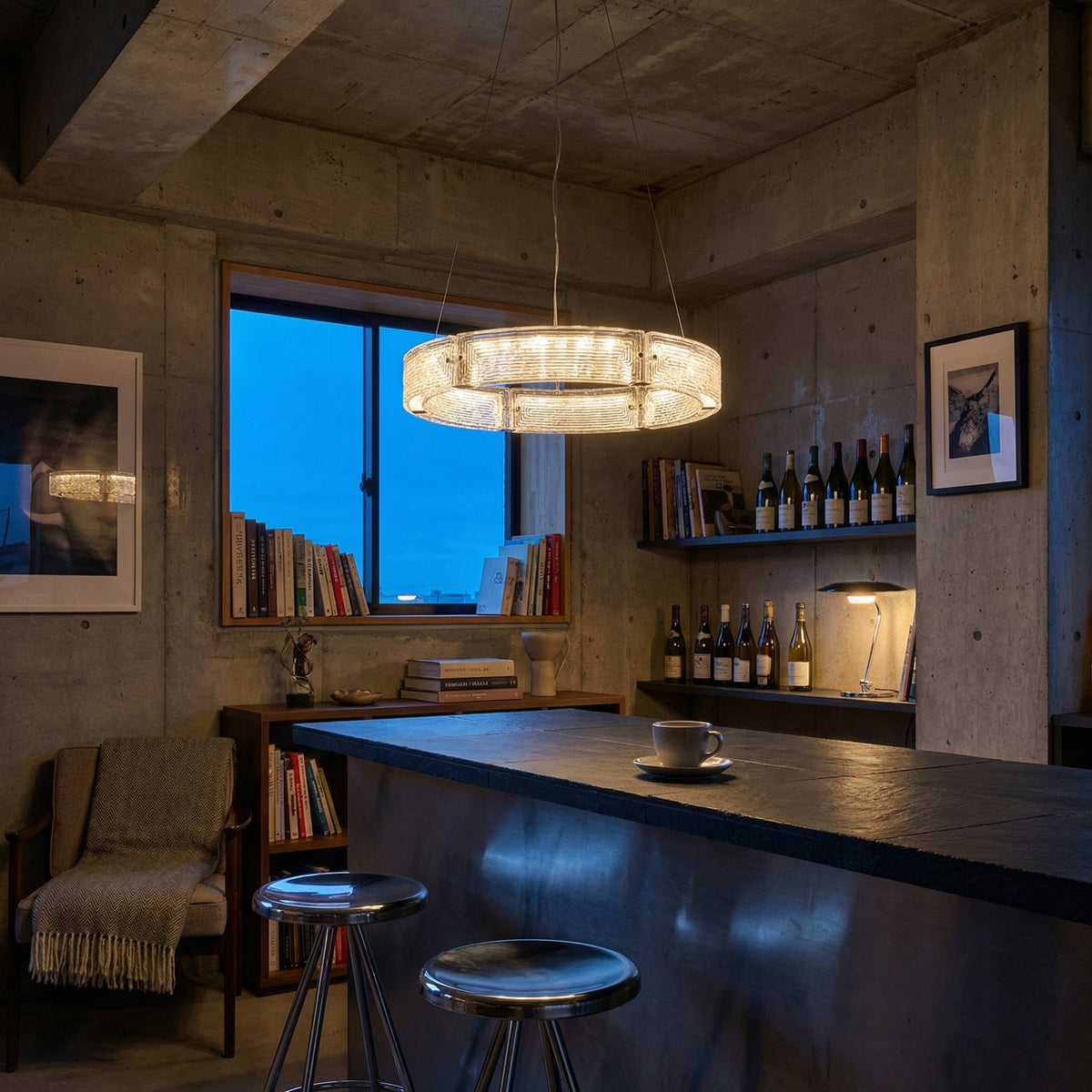Glass Round Chandelier in a dining room