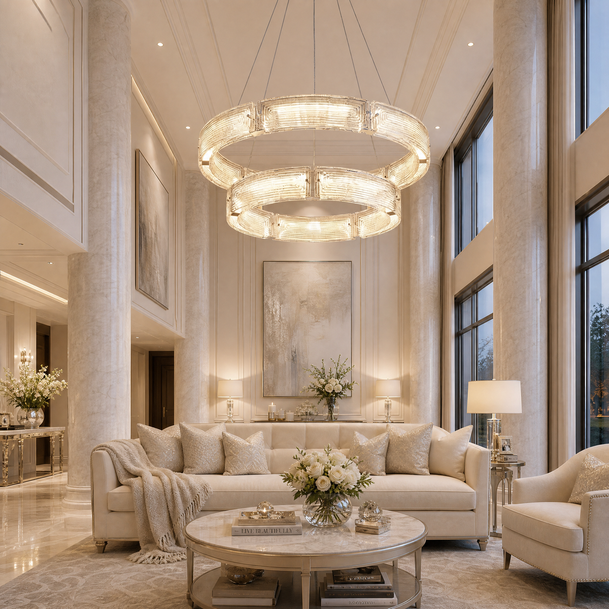 Living Room Chandelier in a foyer