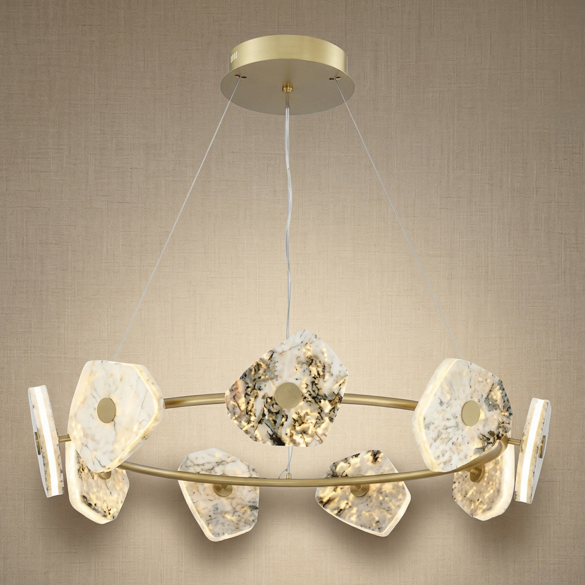 Dining Room With Chandelier in gold