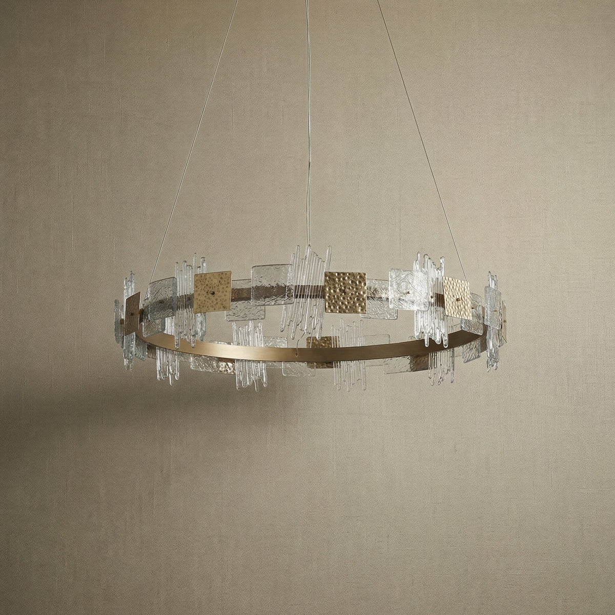 Detail of the aluminum, stainless steel, with champagne gold finish