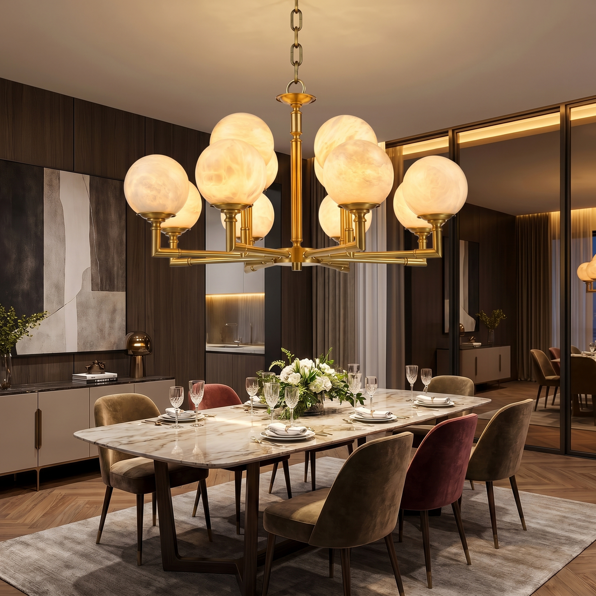 Brass Orb Classic Alabaster Pendant Light — D860 — mra-brass-orb-classic-91063-d860-scene-1