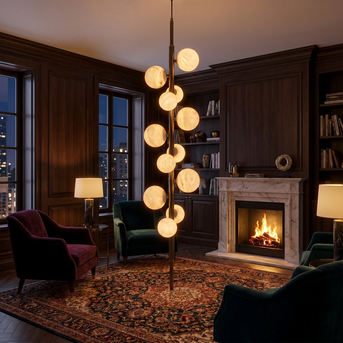 Vertical Orb Cascade Alabaster Pendant Light — D380 — mra-vertical-orb-cascade-91021-d380-scene-3