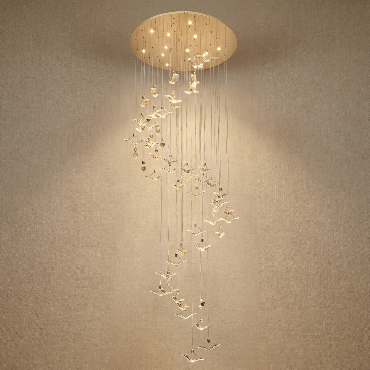 Yiosi Series Grand Cascading Glass Pendant Light Style A - 47" (Dia 1200mm)