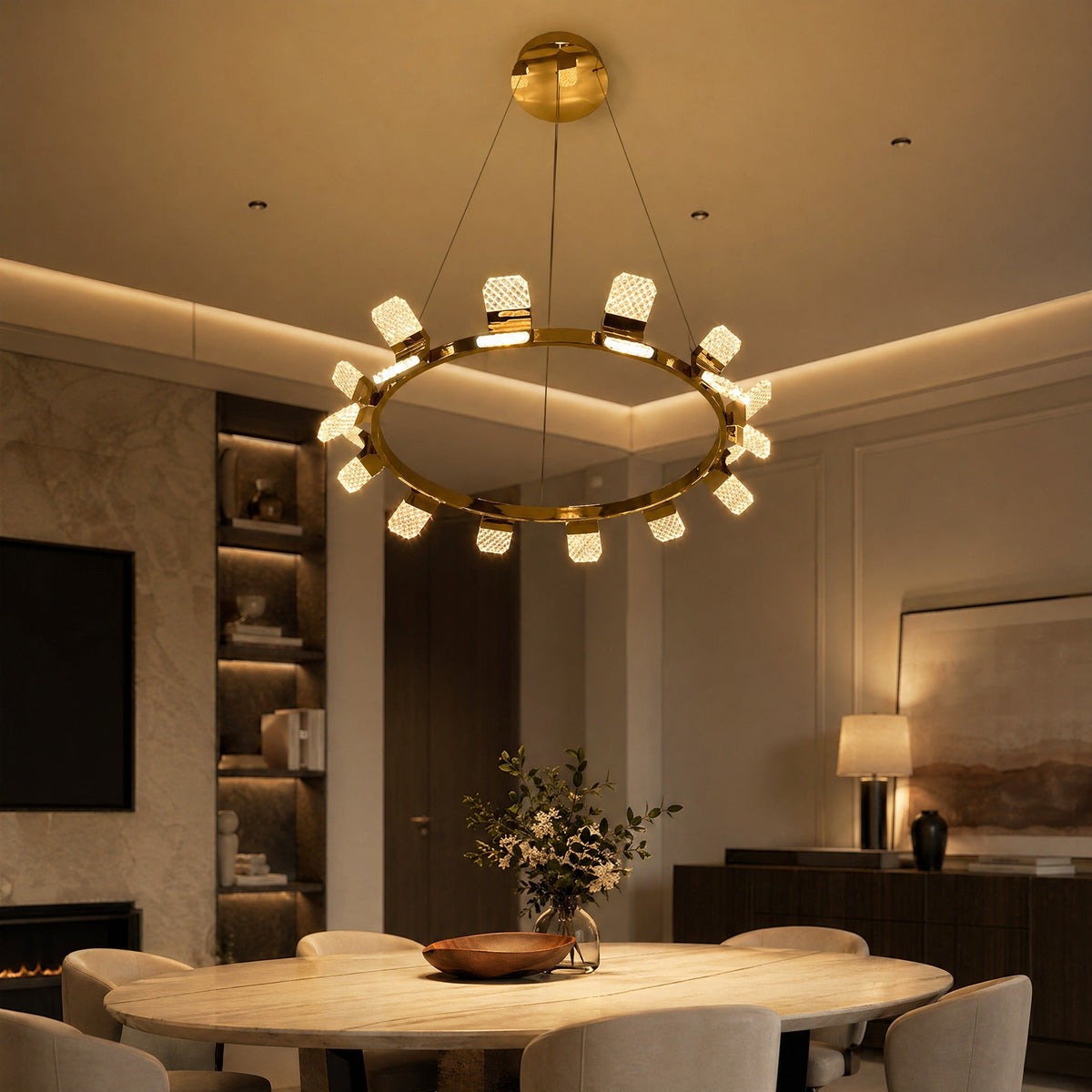 Ring Chandelier in a living room