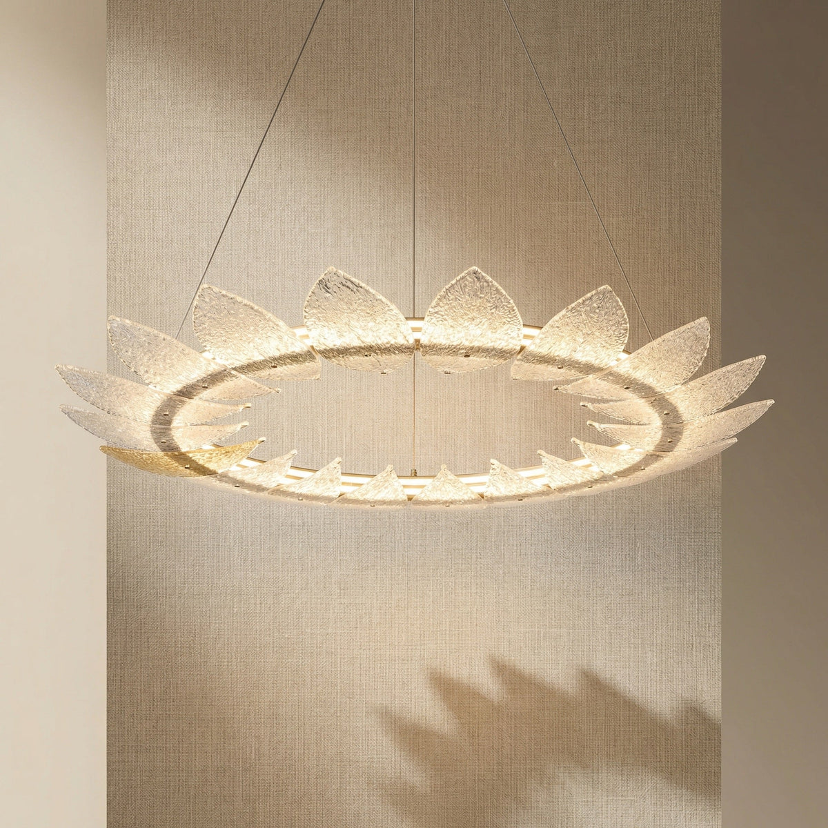 Glass Ring Chandelier in champagne gold