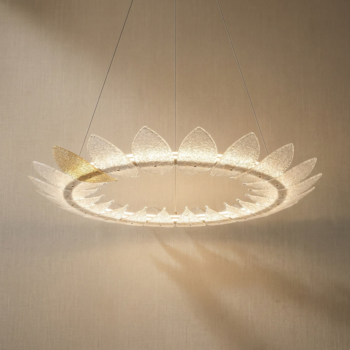 Glass Ring Chandelier in a living room