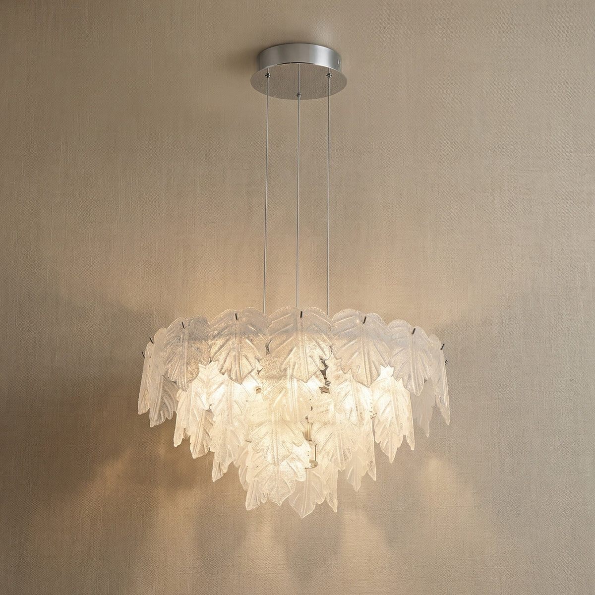Blown Glass Chandelier in chrome