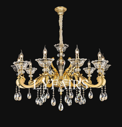 Baroque Revival Classical Brass Branches Candle Light Chandelier