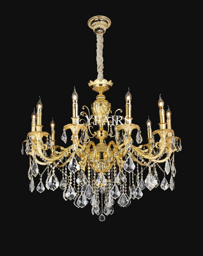 Baroque Revival Unique Patterned Antique Brass Chandelier Set