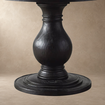 Round Pine Base Dining Table with Marble Slab