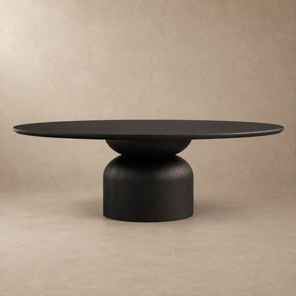 Hand-Sculpted Modern Oval Oak Dining Table