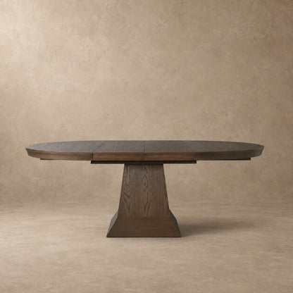 Round Oak Extension Dining Table with Leaves