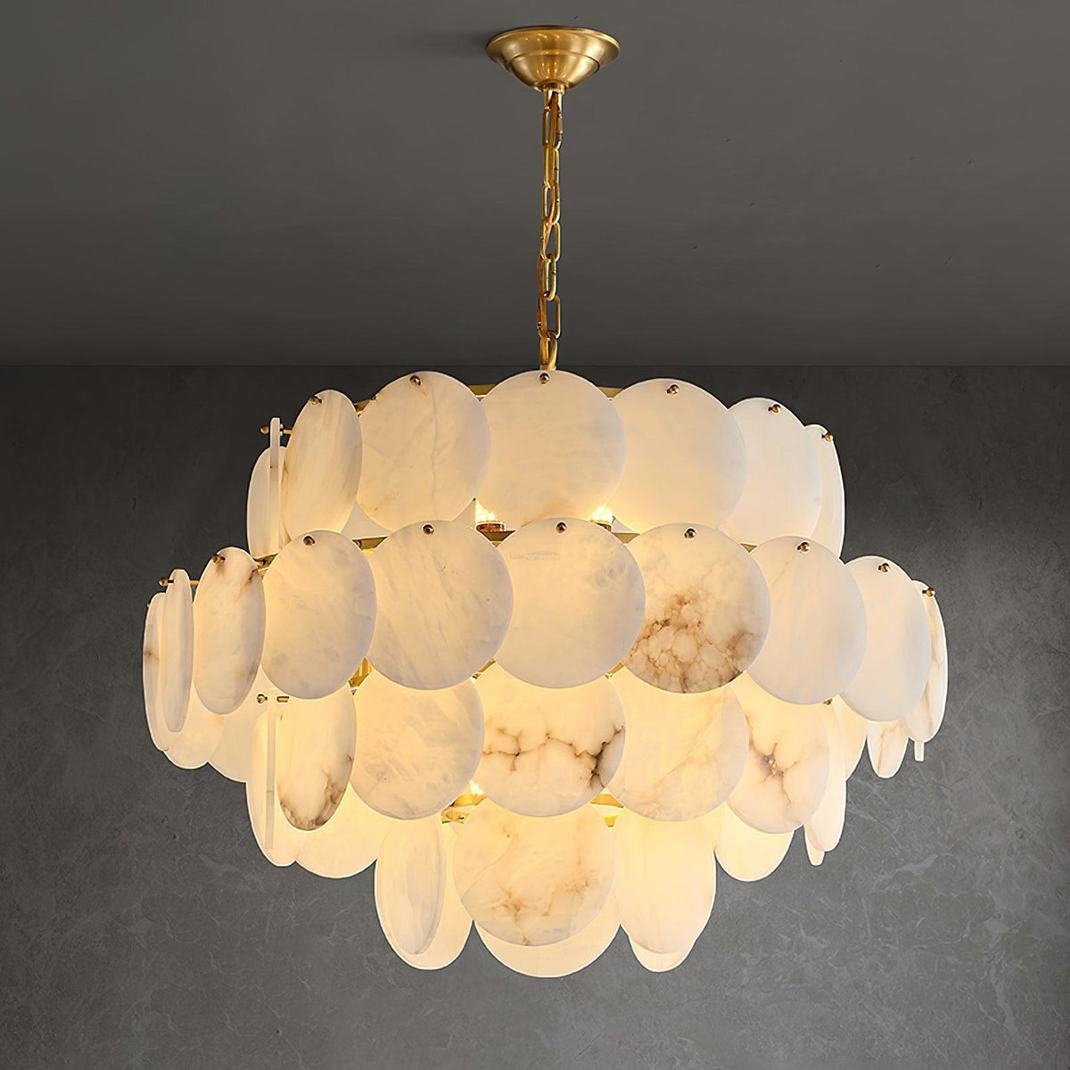 Alabaster Shell Brass Chandelier with 2/3/4/5/6 layer
