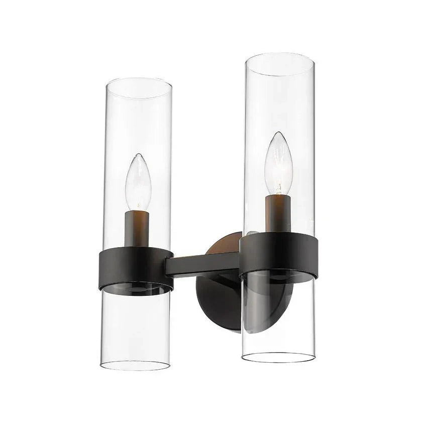 Modern Industrial Double Wall Sconce with Brass, Black, Nickel Finishes