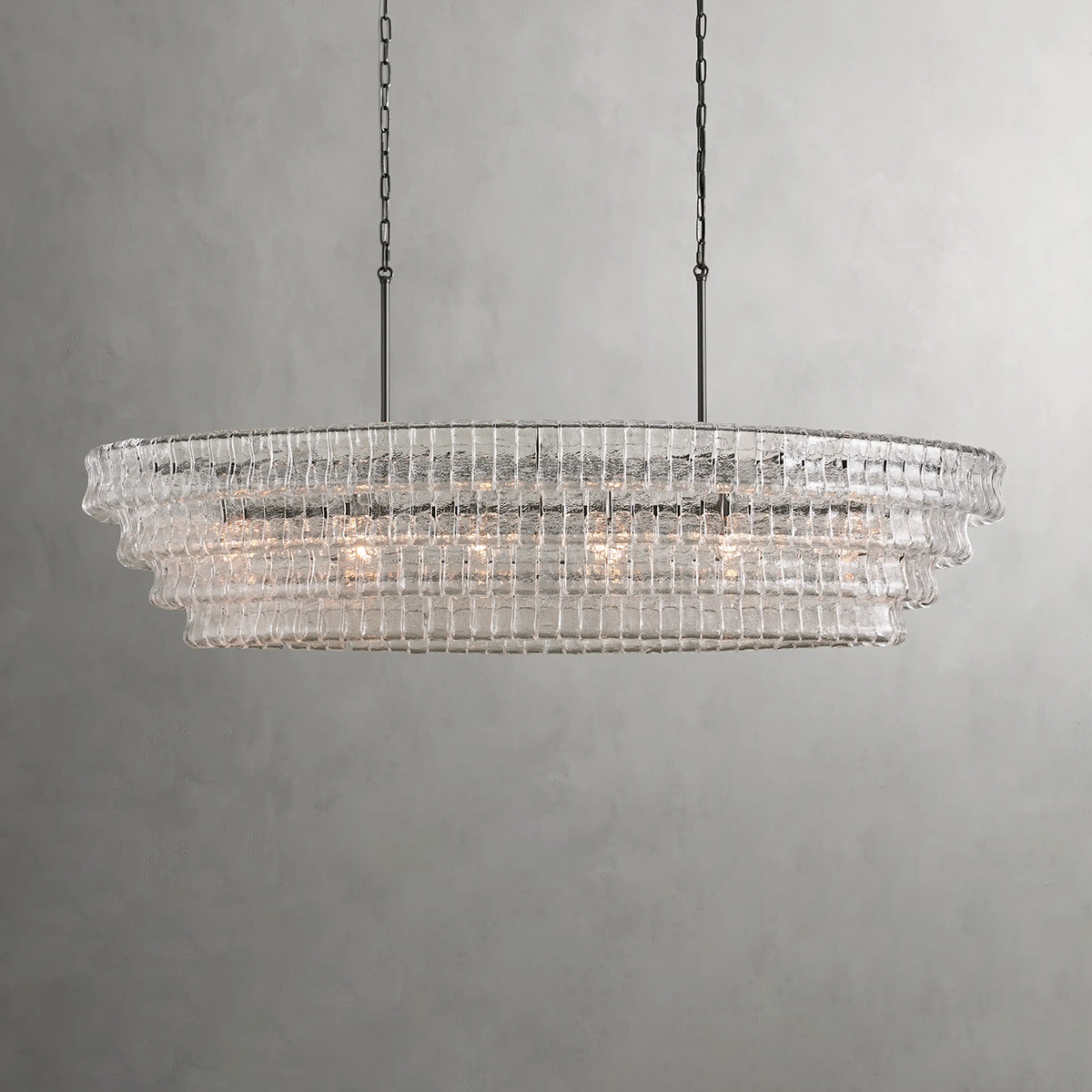 Ghiaccio Art Glass Oval Chandelier